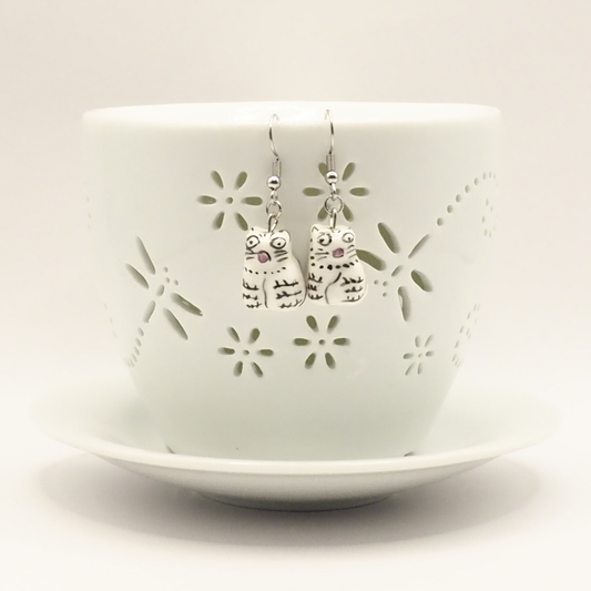 Quirky Cat Porcelain Earrings