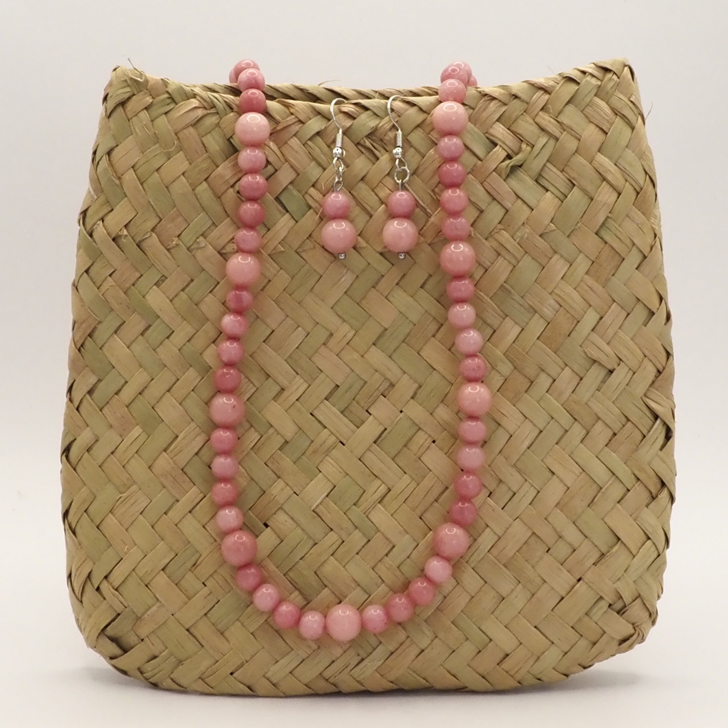 Pink Chalcedony Necklace & Earring Set