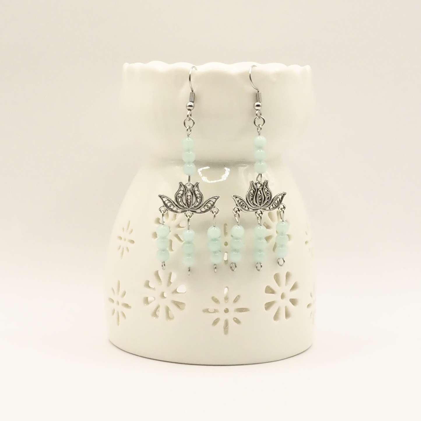 Chandelier Lotus Stone Earrings