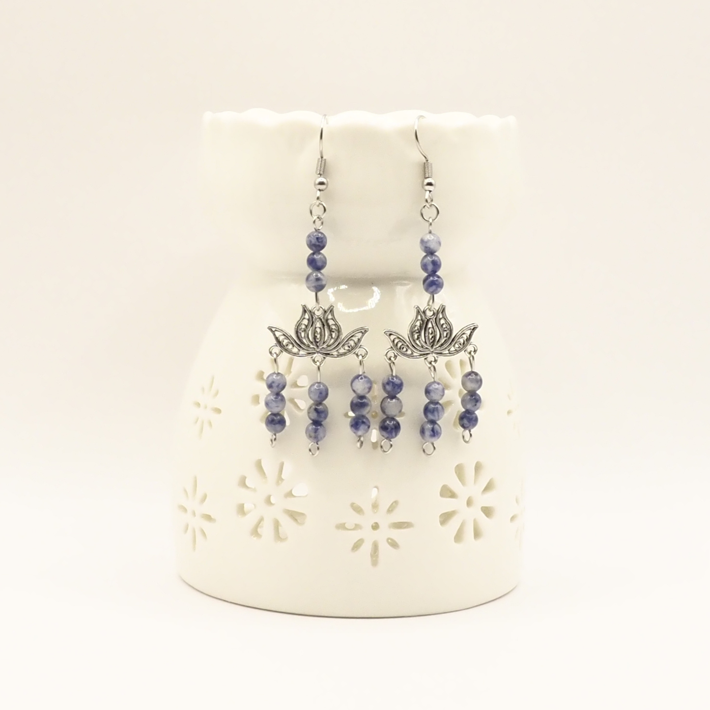 Chandelier Lotus Stone Earrings