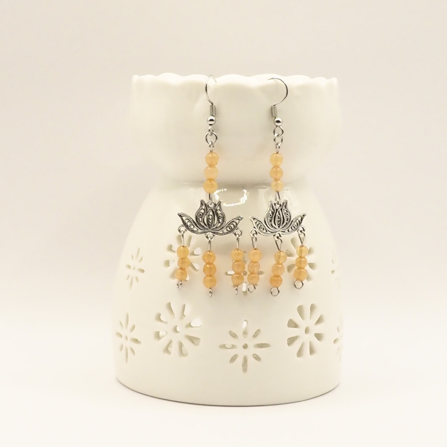 Chandelier Lotus Stone Earrings