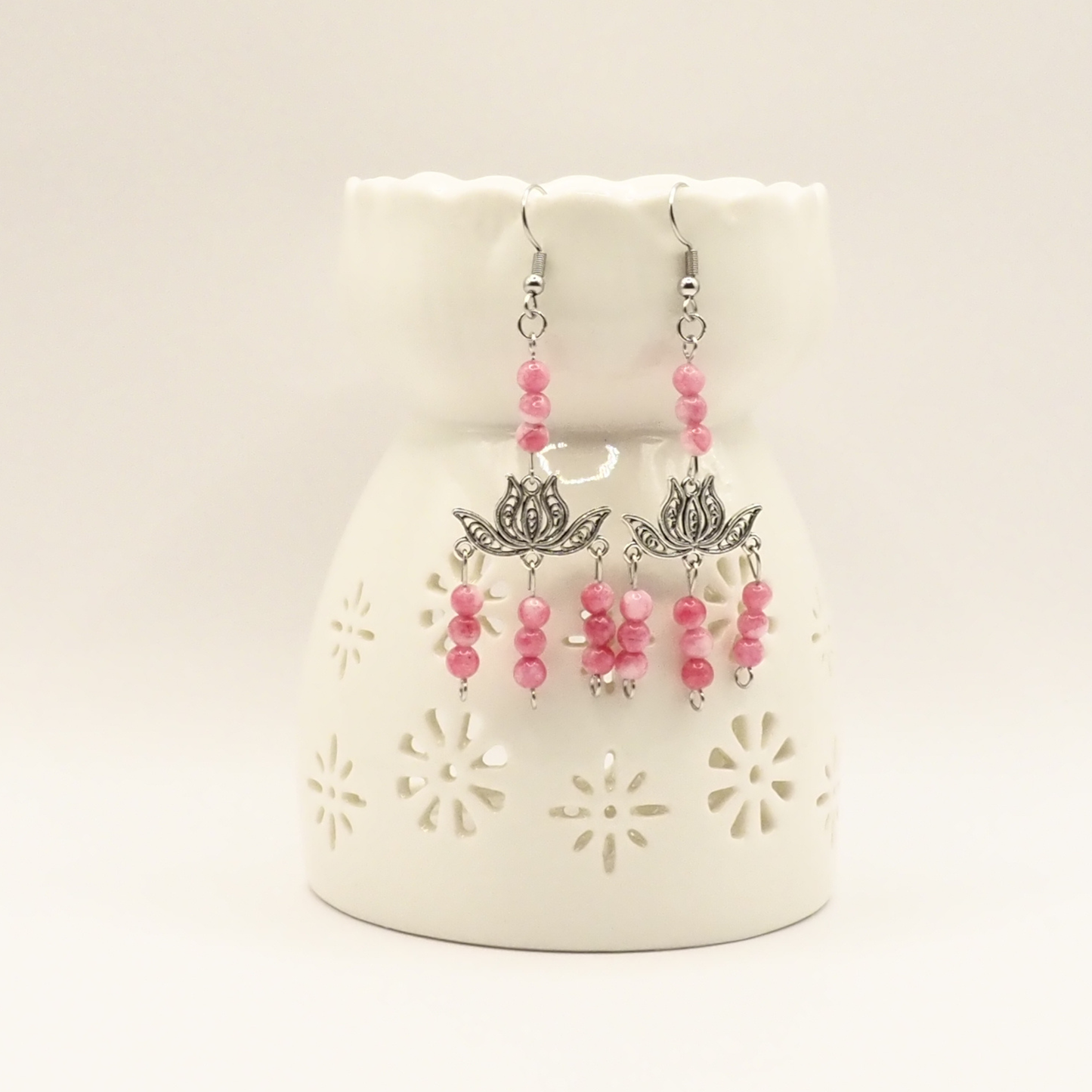 Chandelier Lotus Stone Earrings