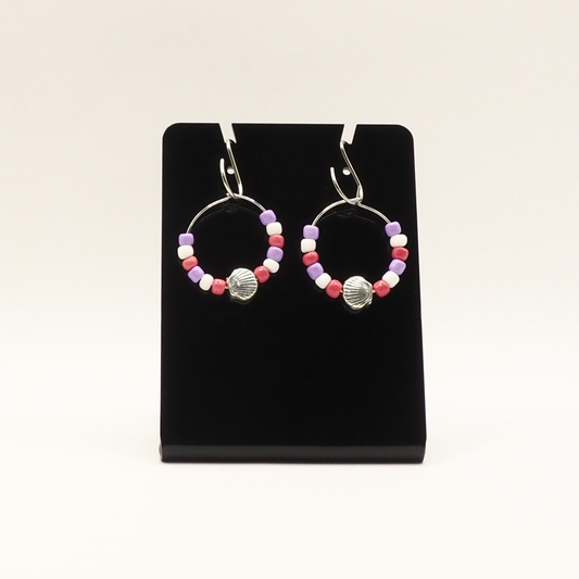 Lavender Shell Hoop Earrings
