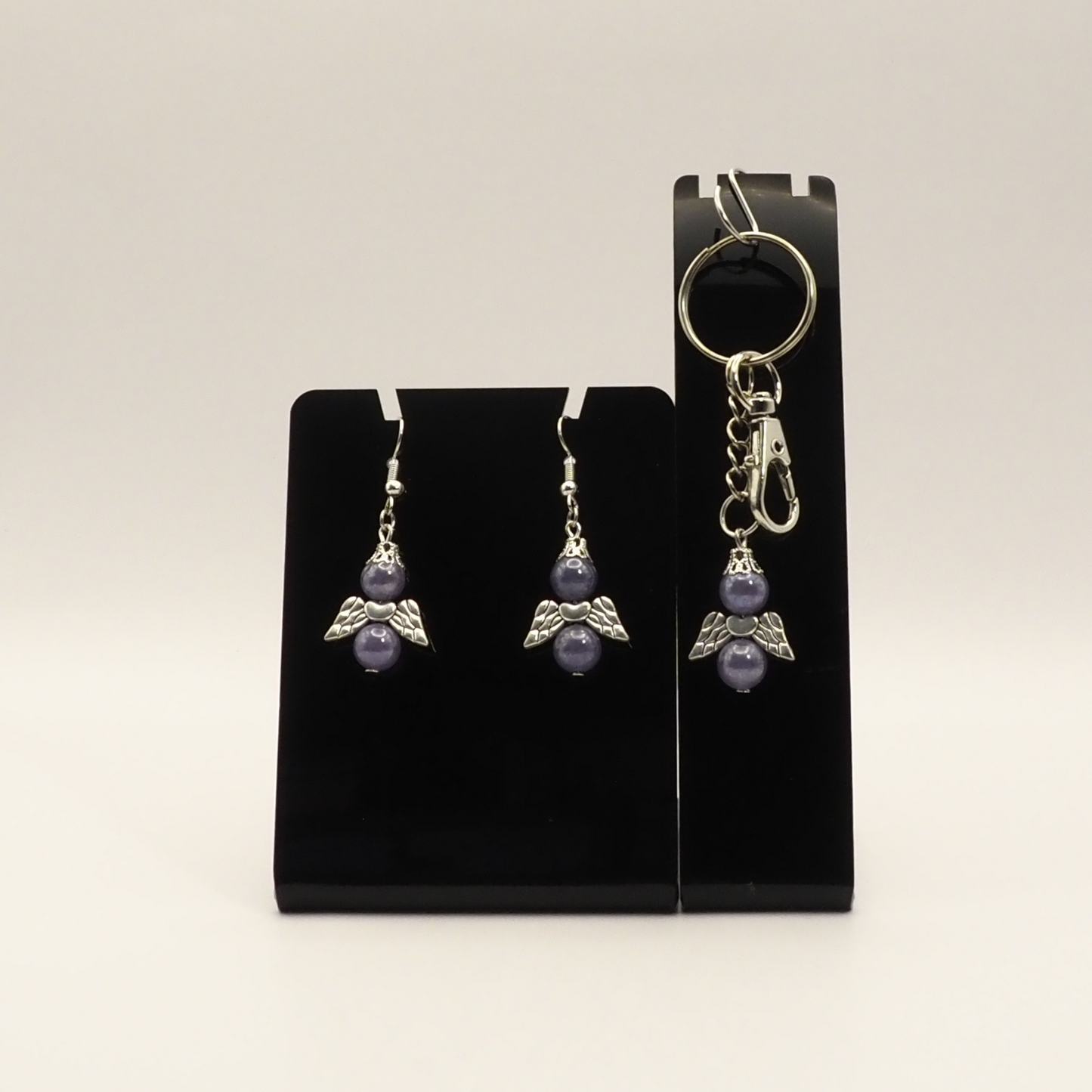 Crystal and Stone Angel Earring and Keyring Sets