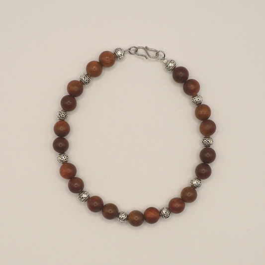 Mianhua Wood and Stainless Steel Bracelet