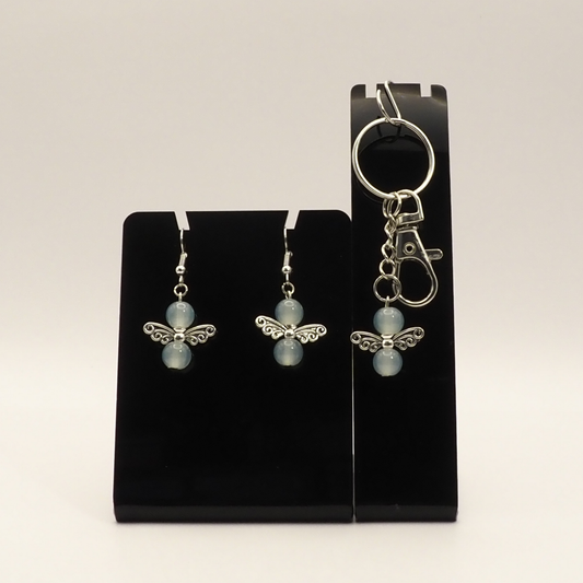 Crystal and Stone Angel Earring and Keyring Sets