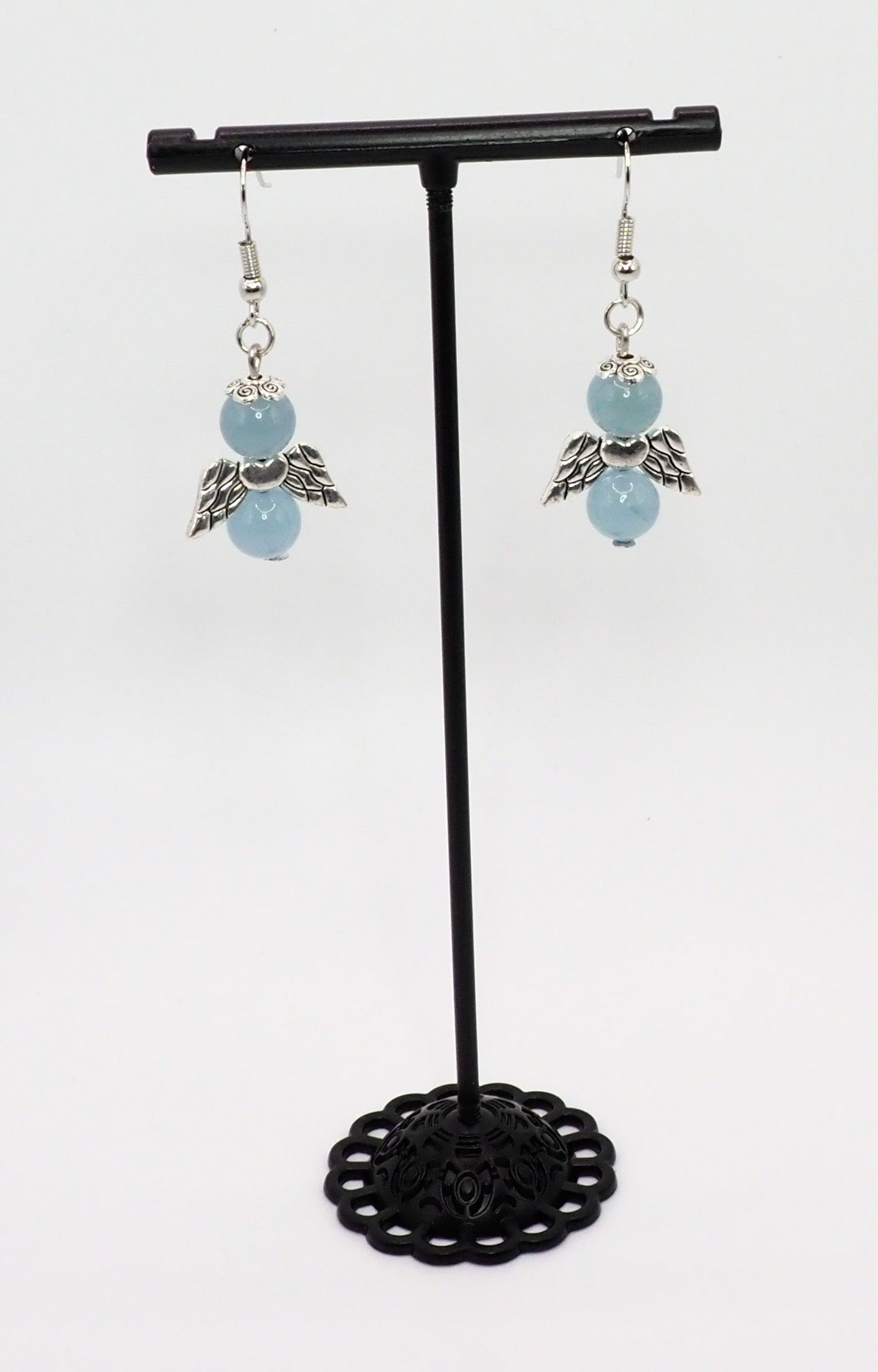 Blue Chalcedony Angel Earrings