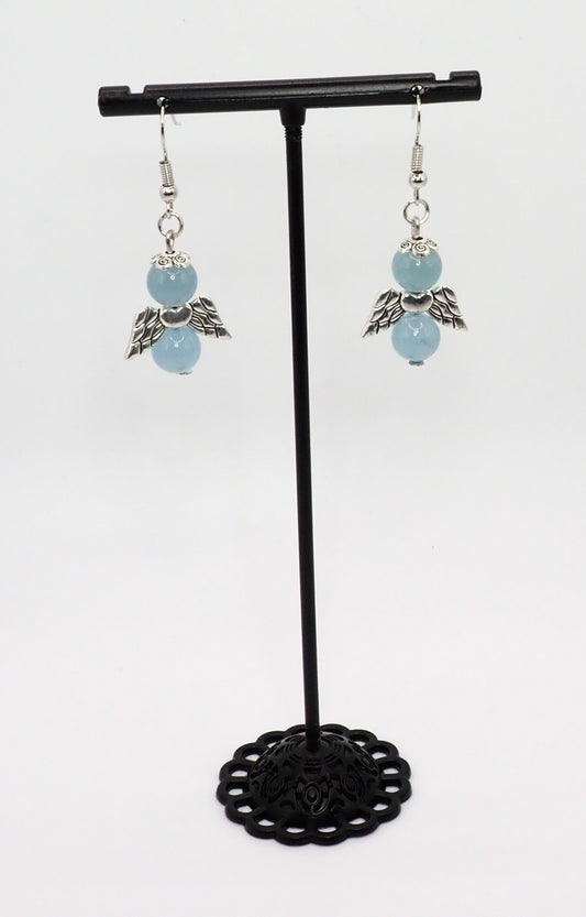 Blue Chalcedony Angel Earrings
