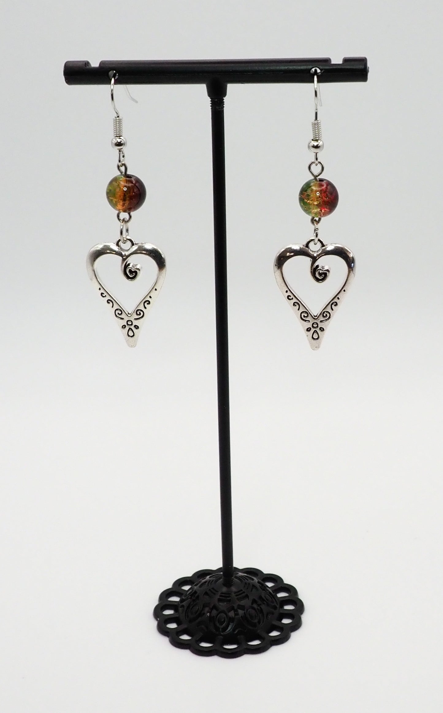 Large Glass Heart Earrings
