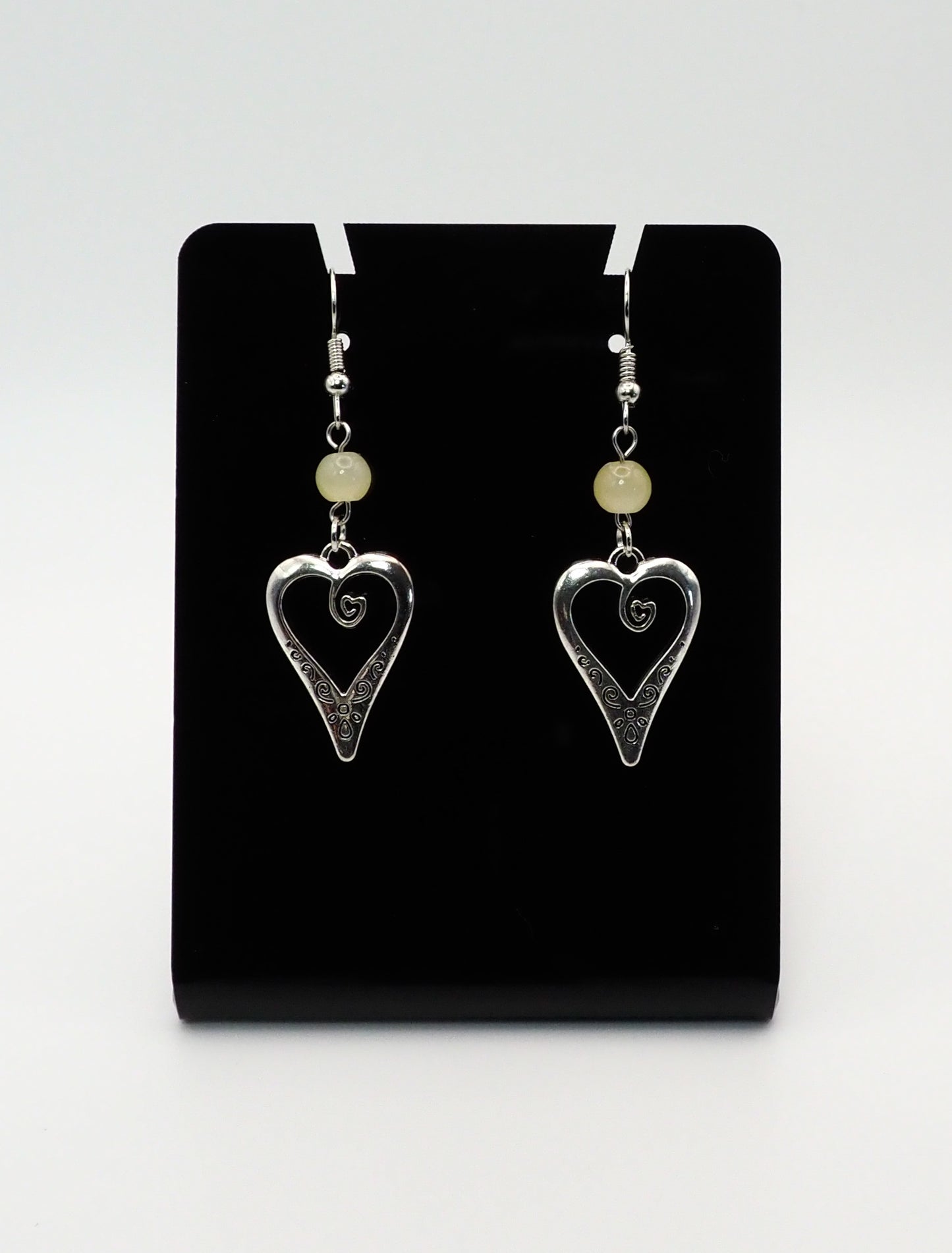 Large Glass Heart Earrings