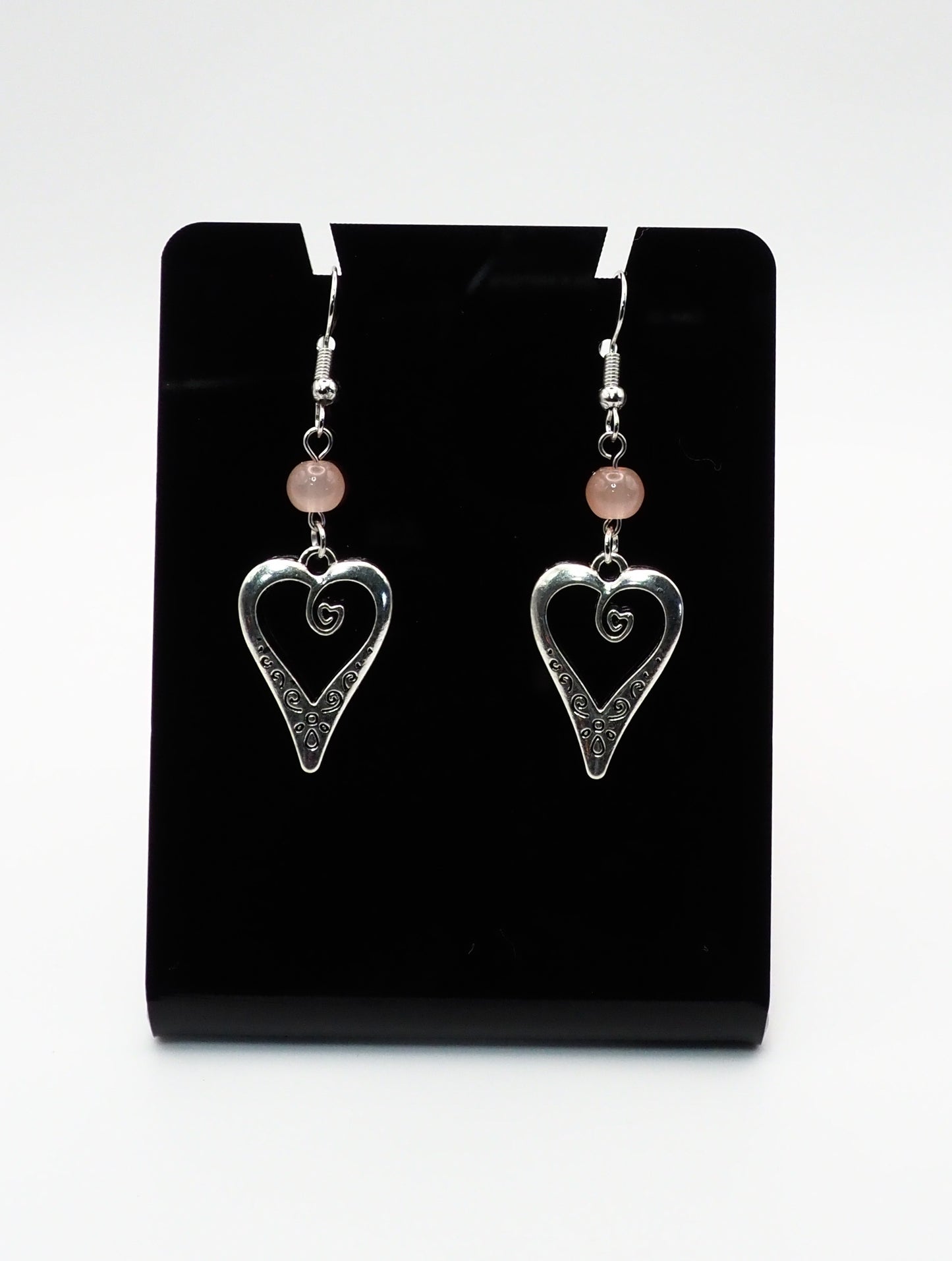 Large Glass Heart Earrings