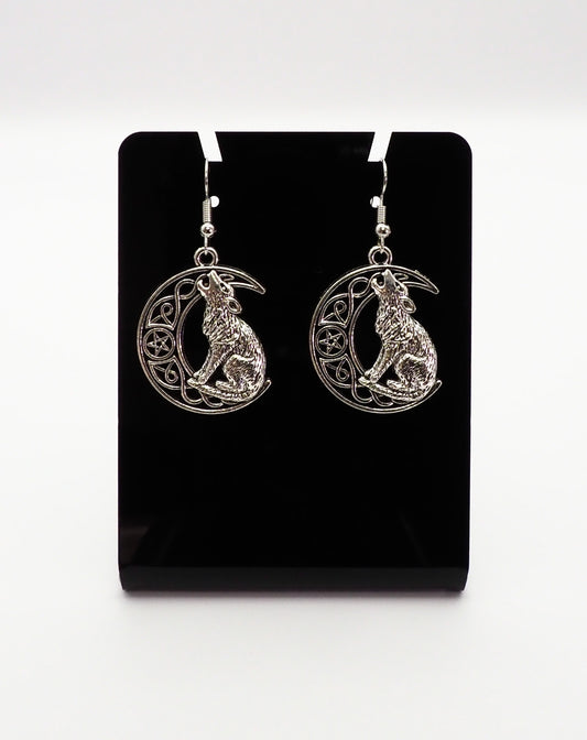 Wolf And Moon Earrings