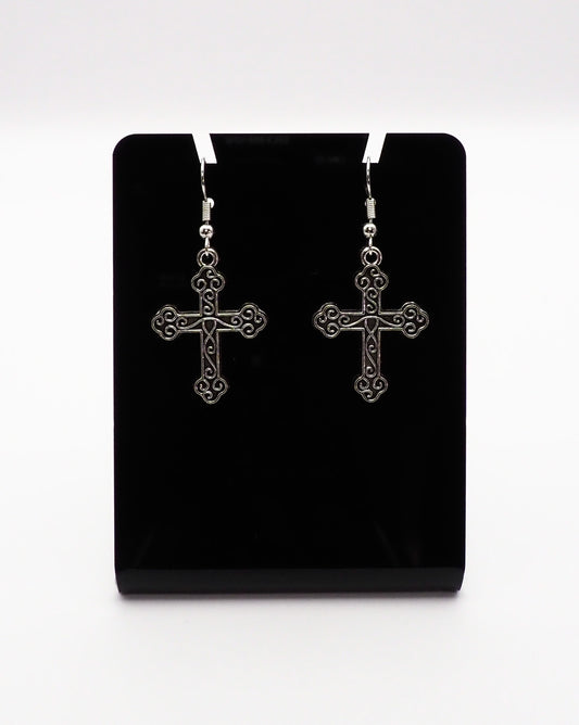 Ornated Cross Earrings
