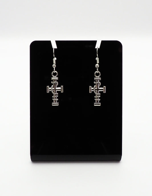 Block/Rope Cross Earrings