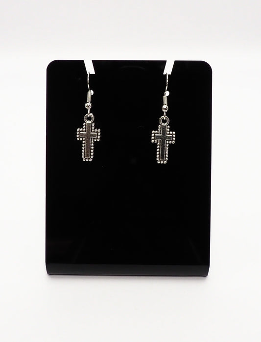 Small Detailed Cross Earrings