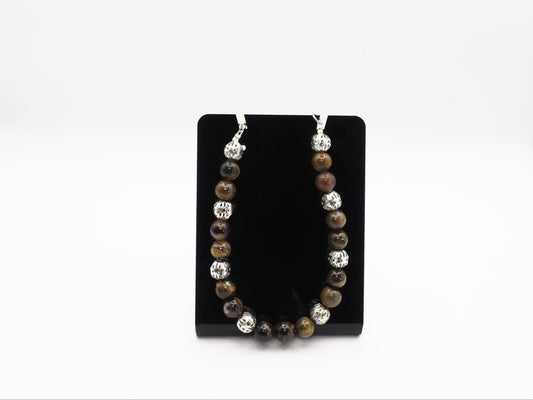 Tiger's Eye and Silver Filigree Bracelet