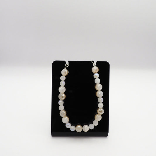 Champagne and Snowflake Agate Bracelet