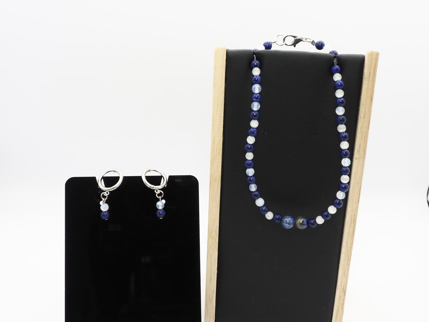 Lapis Lazuli & Moonstone Anklet and Earring Set