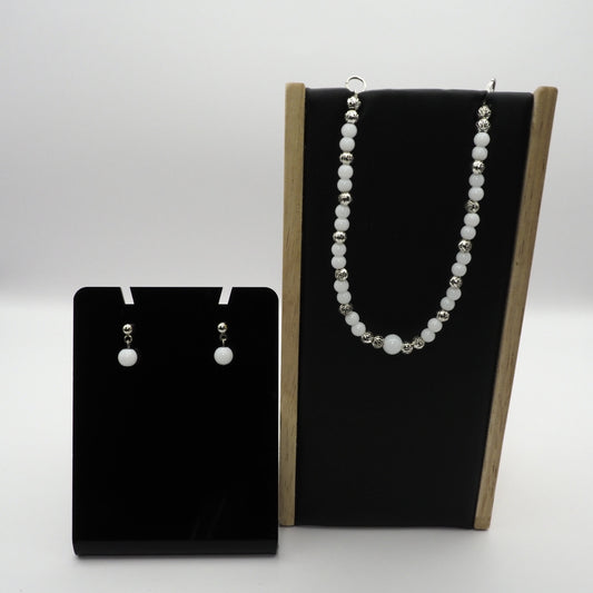 White Onyx Bracelet and Earring Set