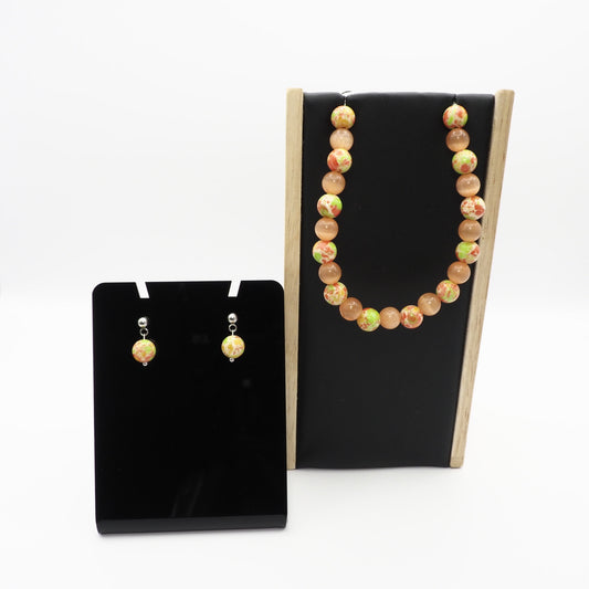 Cats Eye & Jasper Bracelet and Earring Set