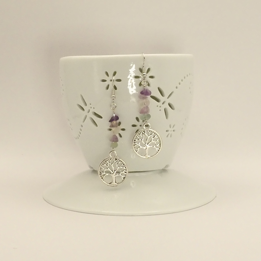 Fluorite Tree Earrings